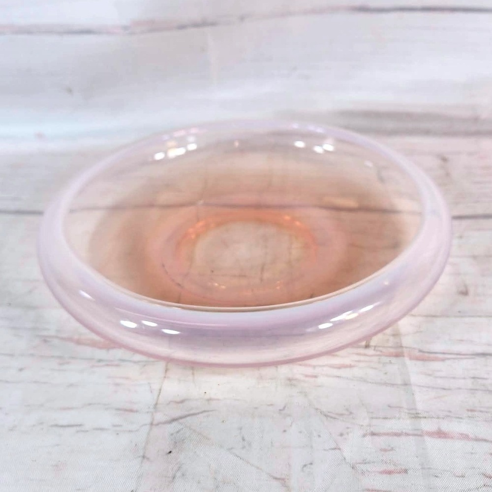 Vintage Fostoria Glass Seascape Pink Coral Sand Opalescent Glass Serving Bowl